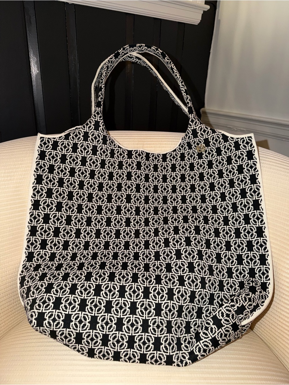 LK Bennett Black and White Geometric Tote